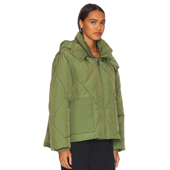 $168 MSRP Free People Womens Hooded Quilted Puffer Forest Glenn - Picture 3 of 5